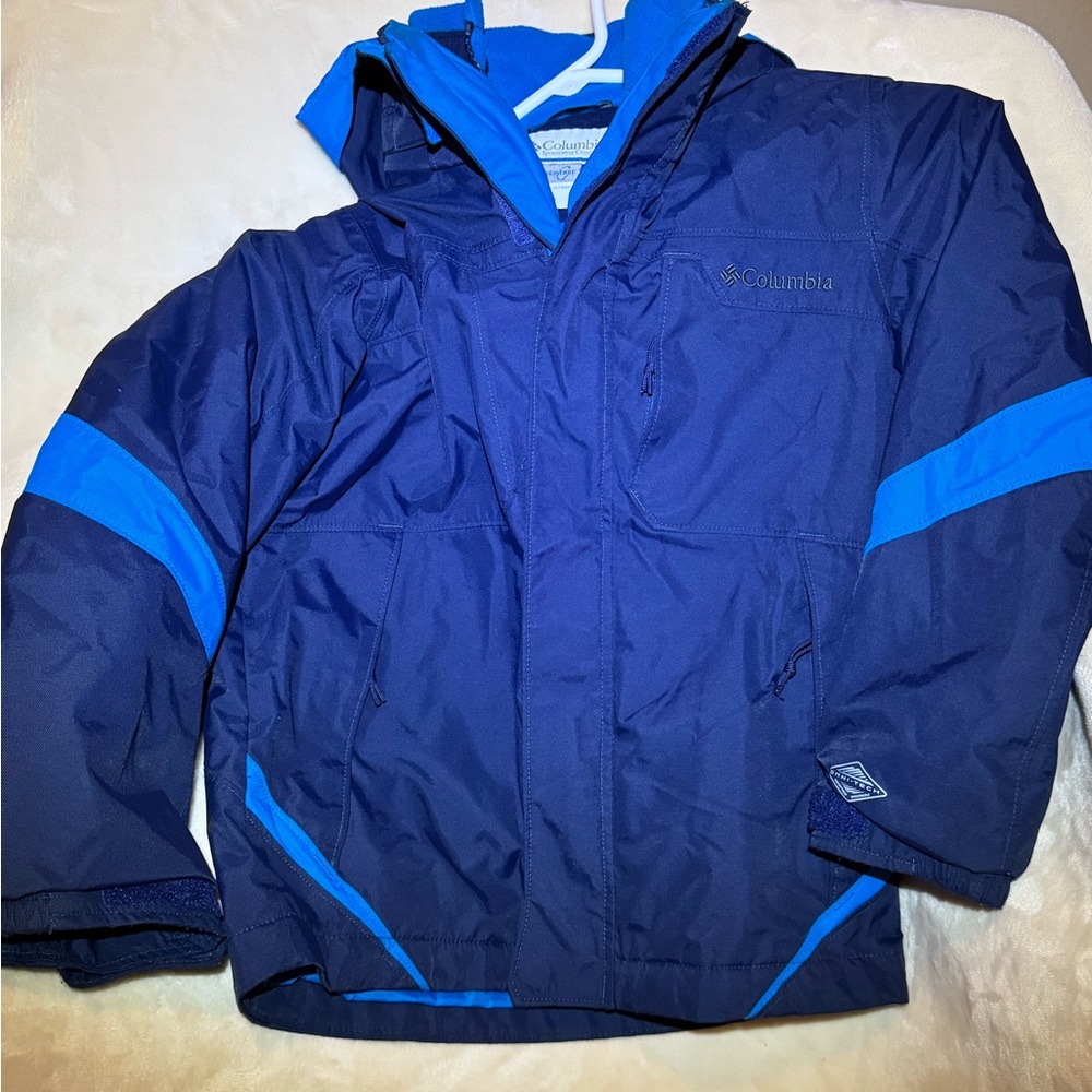 Columbia Omni Tech Kids Navy and Sky Blue Ski, Snowboard, snow, rain jacket